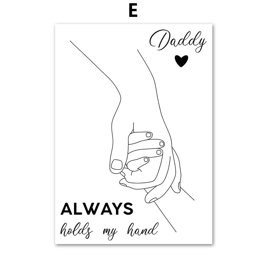 Abstract Lines Family Parent-child Nordic Posters Black And White Wall Art Canvas Painting Wall Pictures For Living Room Decor