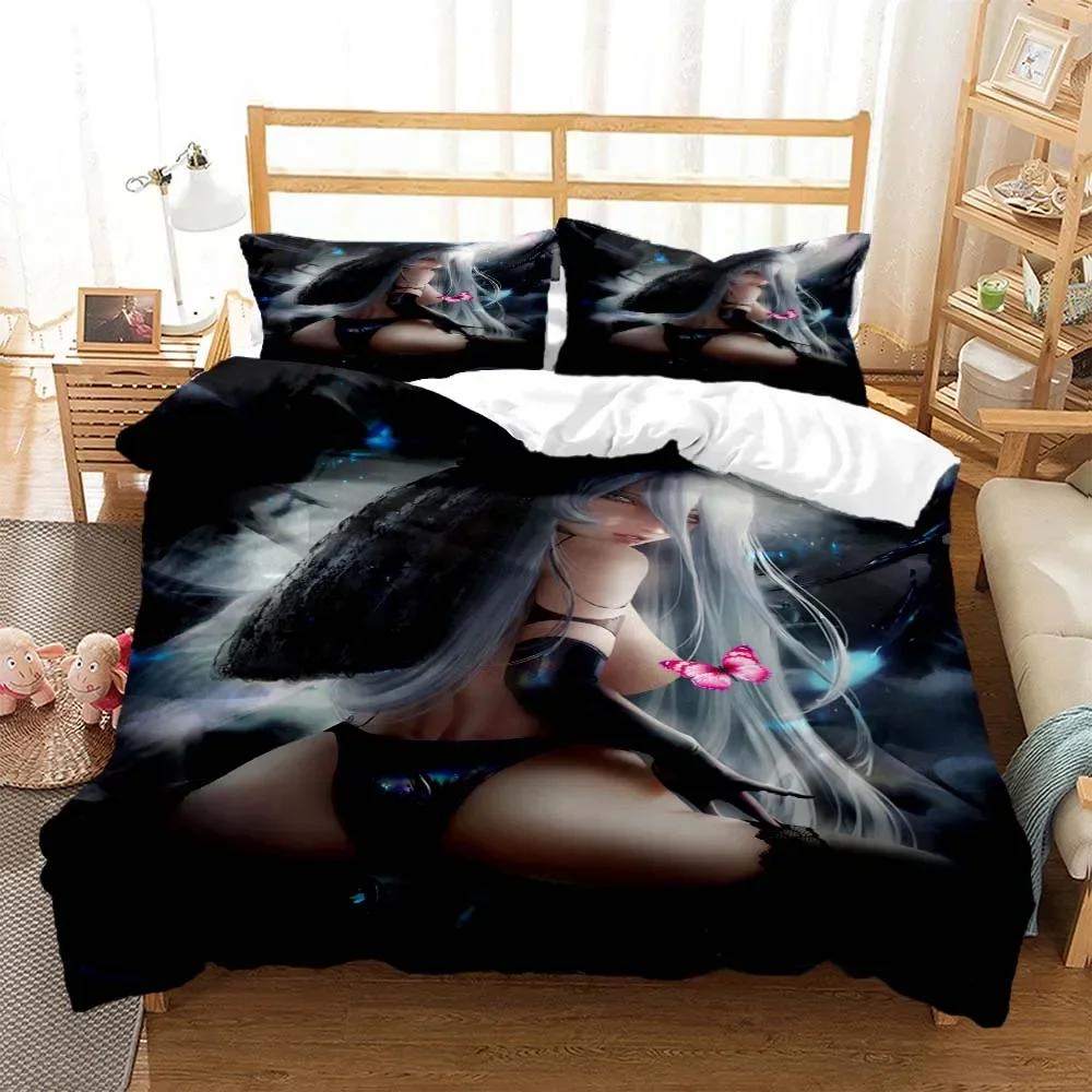 Sexy Anime Beauty Digital Print Comfortable Duvet Quilt Cover Pillowcase Bedding Set Children Bedroom Decoration Home Textile