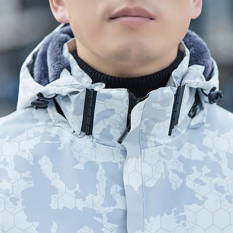 Herre Ull Militær Hettejakke Vanntett Tykk Varm Fritidsklær