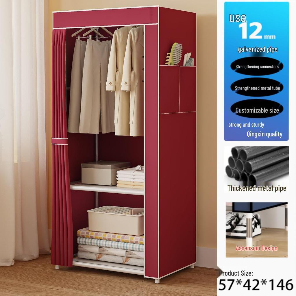Multi-layer Wardrobe: Metal Coat Rack with Hangers & Storage Shelves for Dorms and Rentals