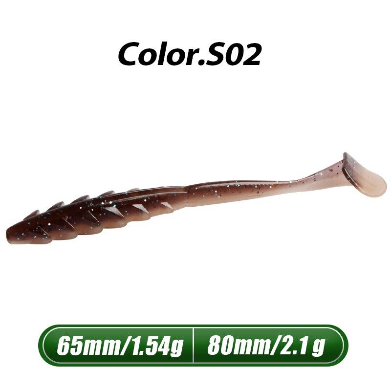MEREDITH Crazy Shiner II Soft Lure 65 mm 80 mm Rybářská návnada Shad Silikonové návnady T-tail Wobblers Swimbait Umělá polévka leurre