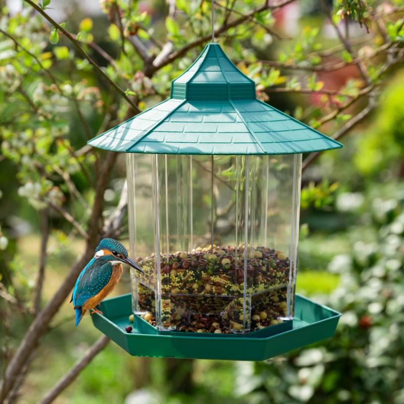 Bird Feeder Outdoor Balcony Semi-Automatic Feeder Courtyard Outdoor Hanging Waterproof Feeder For Wild Sparrows