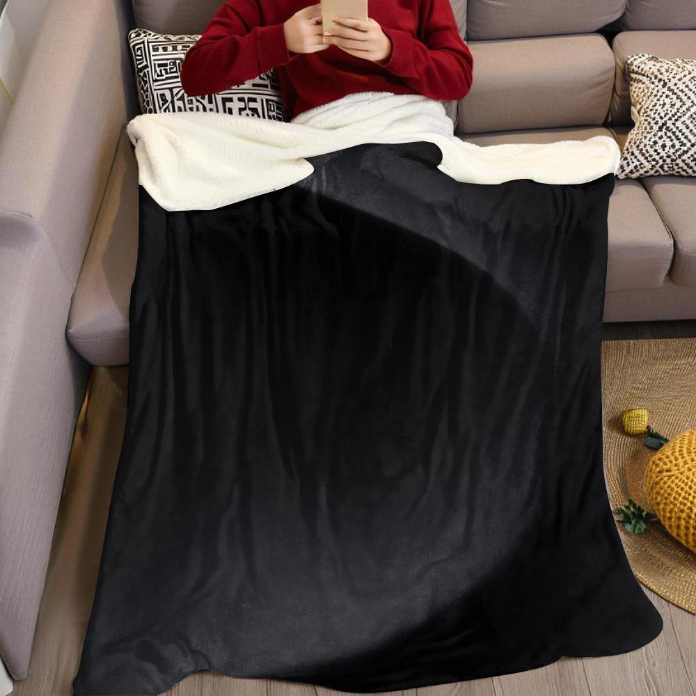 Black Fabric Wave Flannel Blanket Warm Soft Halloween Christmas Couch Warm Cozy Decorative Decor Gift for All Season