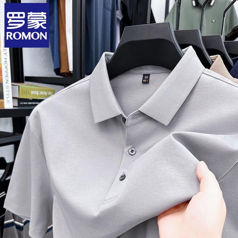 ROMON Men's Combed Mercerized Cotton Short Sleeve Polo Shirt