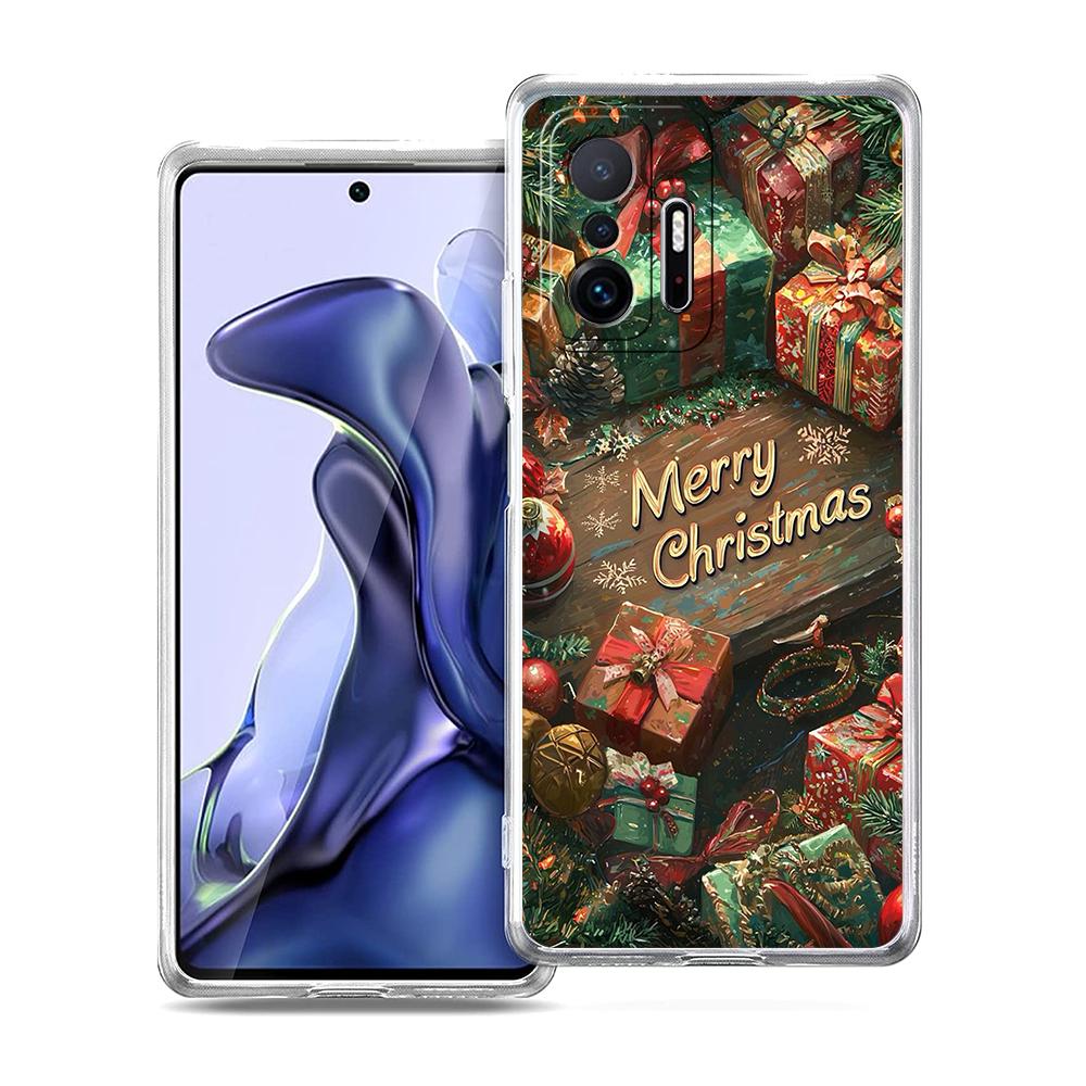Transparente Handyhülle für Xiaomi Mi 14 13 12 11 Ultra 13T 12T 11T Poco X3 NFC F3 F6 Pro Lite 5G Weiche TPU-Schale Frohe Weihnachten