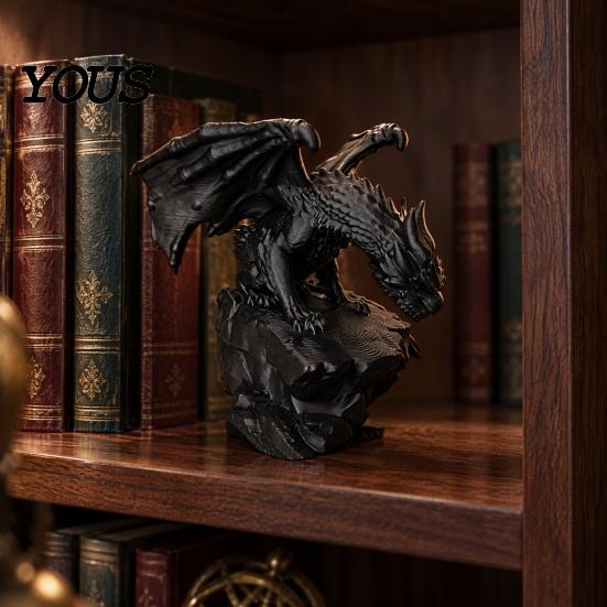 Dark Fantasy Room Ornament 3D Printed Rock Dragon Statue, Figurine, Gothic Desktop Home Decor for Bookshelf Decor, Collectible Ornament, Gift
