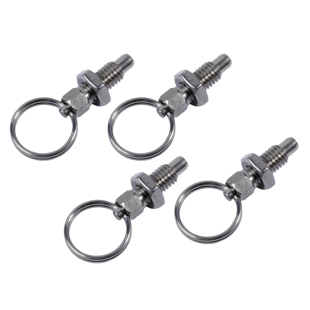 4 Pcs Pull Ring Indexing Plunger Non Lock-Out Knob Plunger Stainless Steel Spring-Loaded Plunger Mechanic Accessories