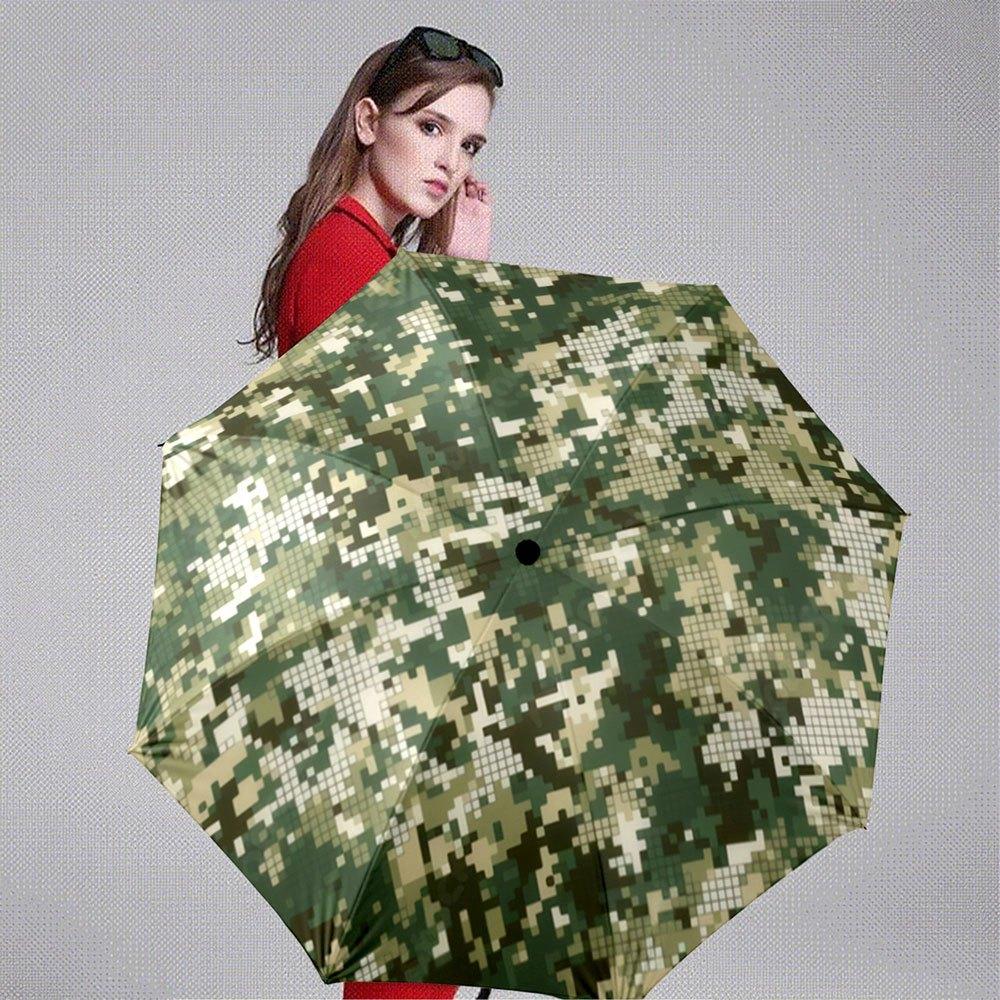 Automatic Camouflage Umbrella with Camo Pattern (Green/Brown/Beige) - Self-Opening/ Closing, 8-Rib Compact Folding Design, Por