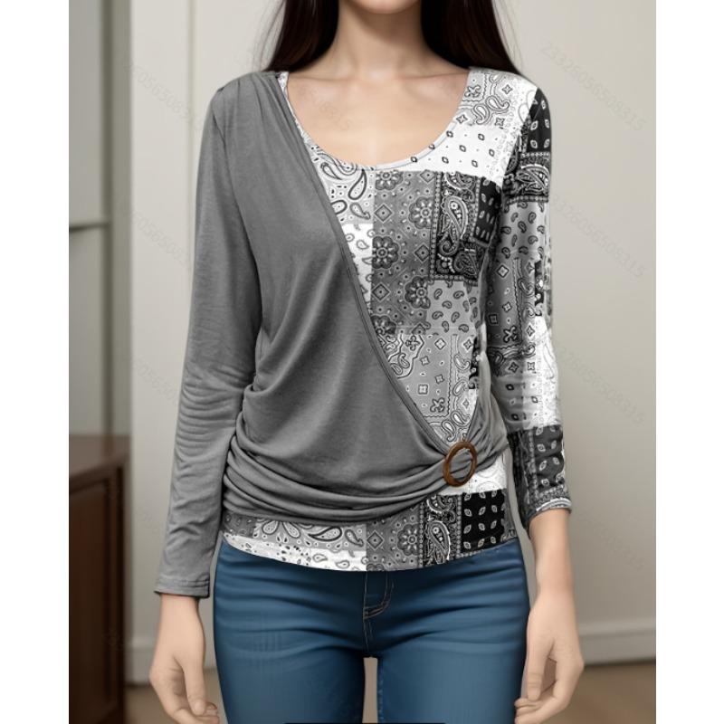BITCED Women's Fashion Casual Long Sleeve O-Neck Blouses & Shirts