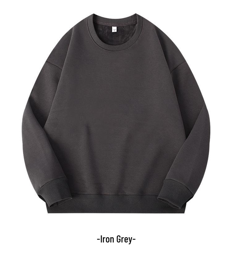 Unisex Loose-Fit Winter Thickened Sweatshirt, 400g Imitation Cotton Fleece XXXL темно-серого