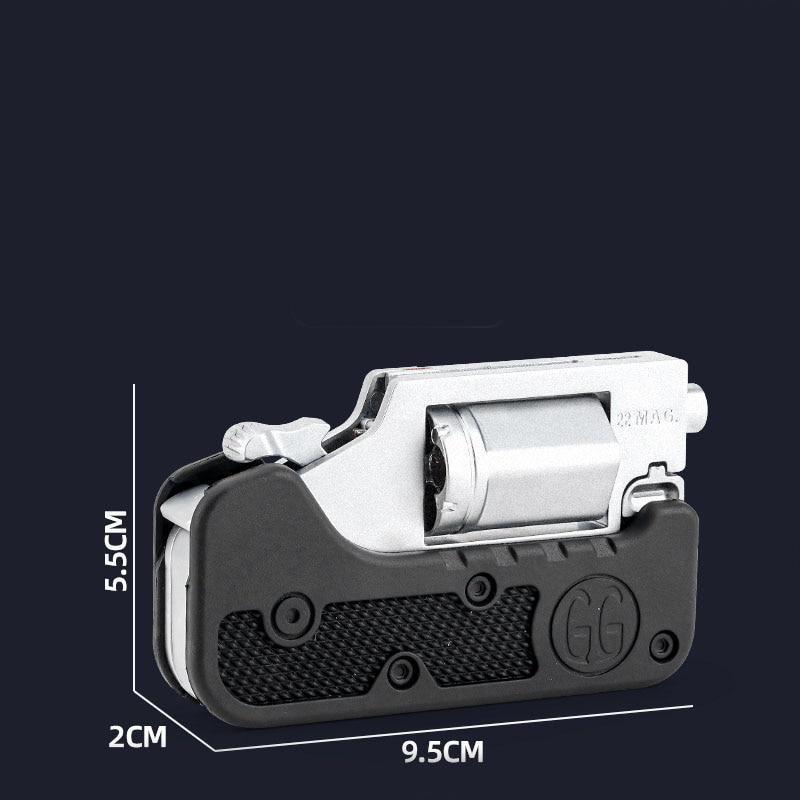 Life Car Ghost Switch-Gun Folding Alloy Left Wheel Metal Model Gun Wheel Simulation Toy Soft Bullet Gun with Plastic Bullets