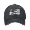 God Family Country Patriotic American Flag Print Summer Demin Cap Breathable Design Mens Caps Cap Man Summer
