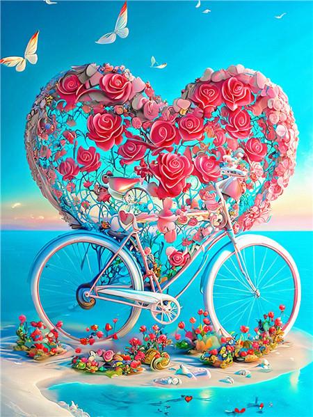 DIY Diamond Mosaic Bicycle Cross Stitch Diamond Painting Flower Love Embroidery Seaside Scenery New Arrival Handicraft