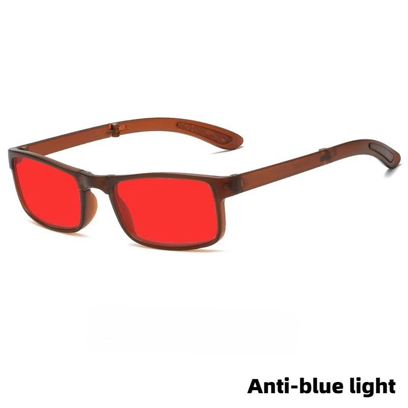 Foldable Anti Blue Light Night Vision Glasses Orange & Red Lenses Blue Light Blocking Glasses for Playing Computer Game Goggles