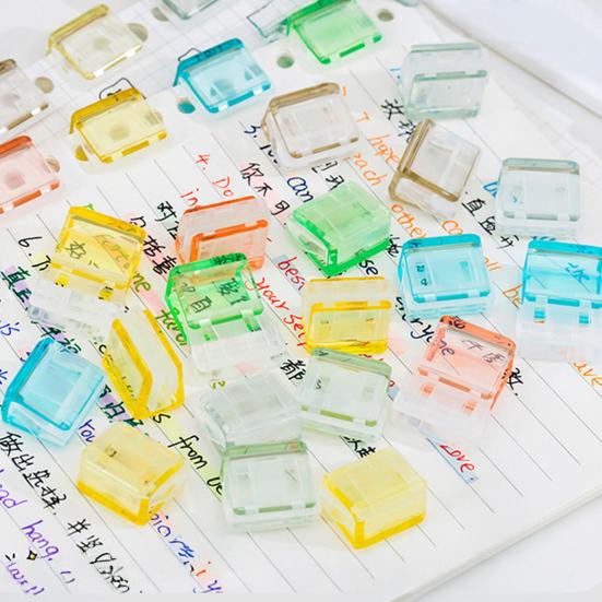 10Pcs Transparent Paper Clip Pusher Reusable File Clips for Students Office No-Punch Binding Document Organizer