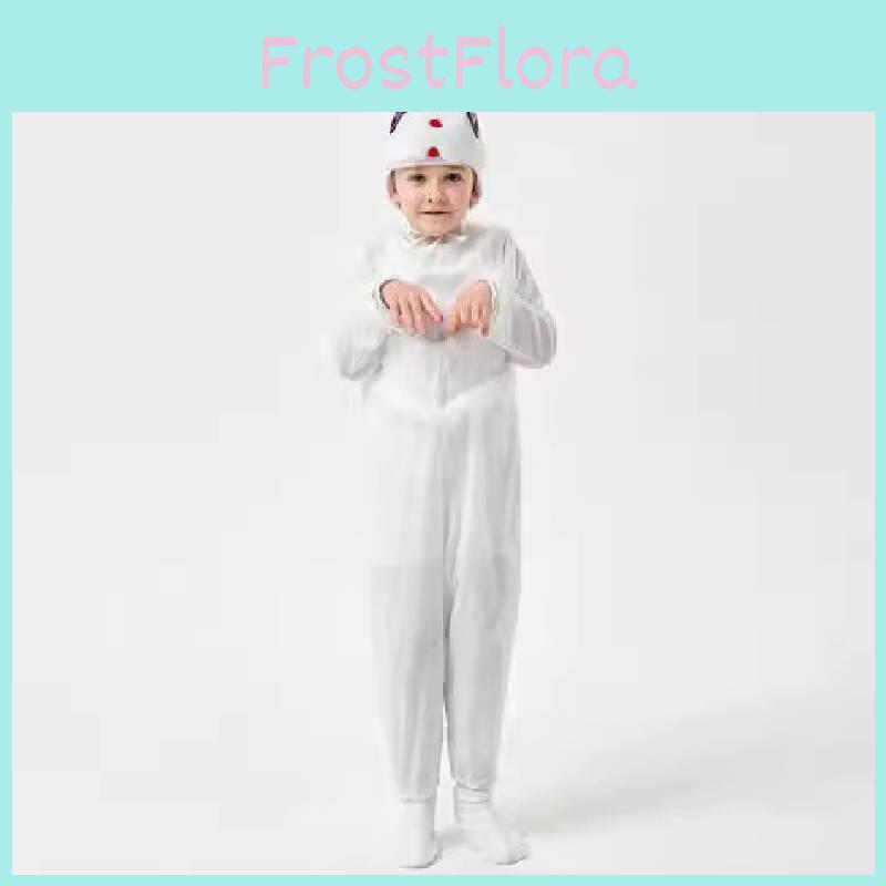Adorable Kids White Rabbit Costume For Halloween And Cosplay Unisex Jumpsuit