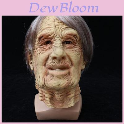 Halloween Elderly Man Latex Mask Silver Hair Costume Prop For Party Dress Up