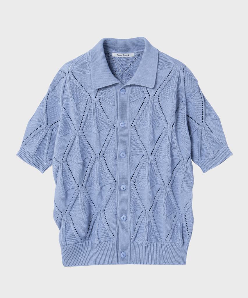 Nonblank Crochet Half Sleeve Collar Cardigan_Sky Blue