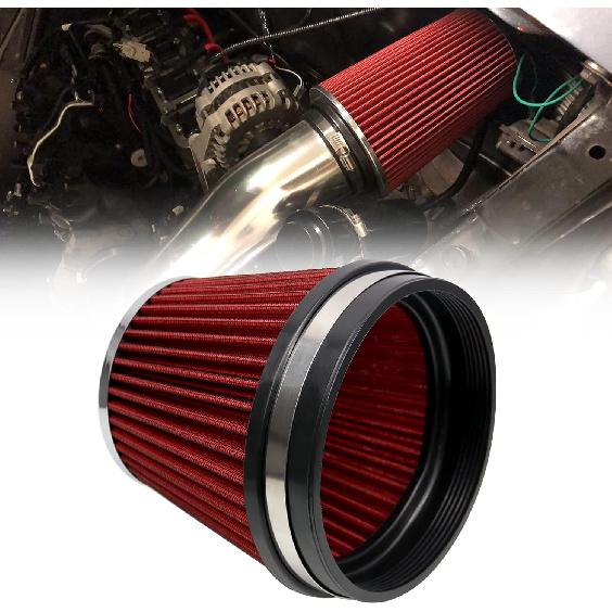 RYANSTAR RACING 152mm 6" High Flow Round Tapered Cone Closed-Top Washable Clamp-On Dry Air Filter Short 155mm Tall