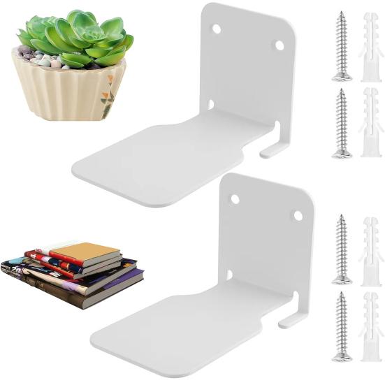 2 Pcs Bookshelves with Screws Great Load Bearing Anti-slip Invisible Stable Bathroom Living Room Ornament