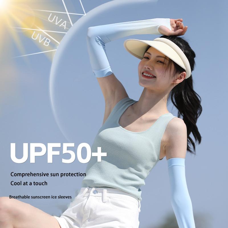 New Gradient Cool Arm Warmers For Women Girls Summer Soft Driving Sunscreen Long-Sleeved Outdoor Solid Color Riding Sleeves