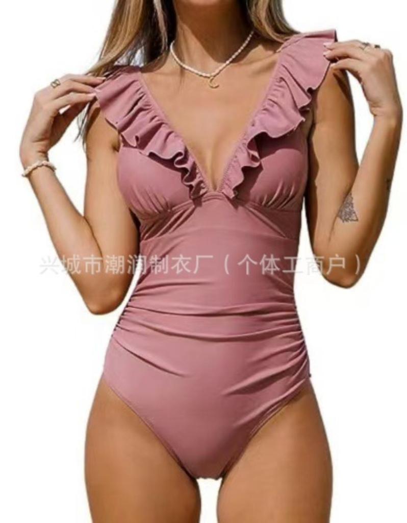 Dámské jednodílné plavky Hluboký výstřih do V Sexy záda bez zapínání Tanga plavky