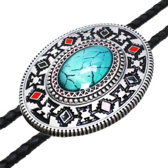 Western Native American Style Stone Pattern Loop Tie Necklace Polar Tie prt0085 [Bowties.jp]