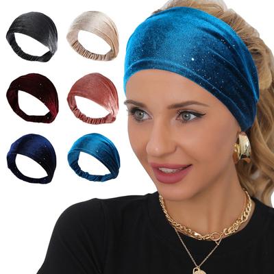 Women Hair Bands Gold Velvet Sports Headband with High Elasticity Elasticity Starry Pink Headband Autumn Winter Velvet Headband