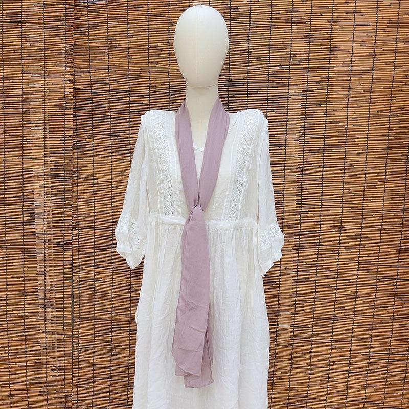 Thin Hollow Solid Color Soft Cotton Scarf Korean Version Thin Narrow Extended Small Silk Scarf Summer Neck Protection