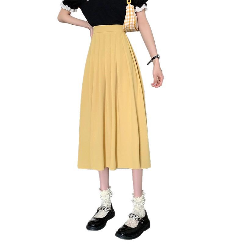 Korean Style High-Waisted A-line Pleated Skirt for Women - Slimming, Versatile, Mid-length (2026 Summer Collection)