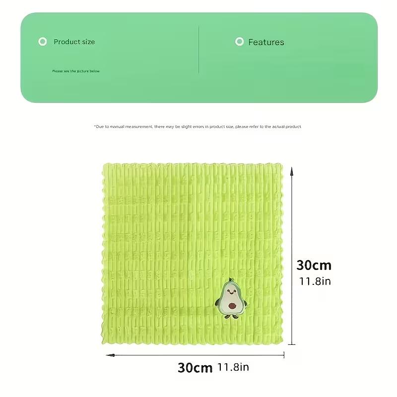 4pcs Avocado Embroidered Dish Cloths Multi-Functional Towels Thickened Kitchen Towels Soft Bathroom Hand Towels Cleaning Cloths