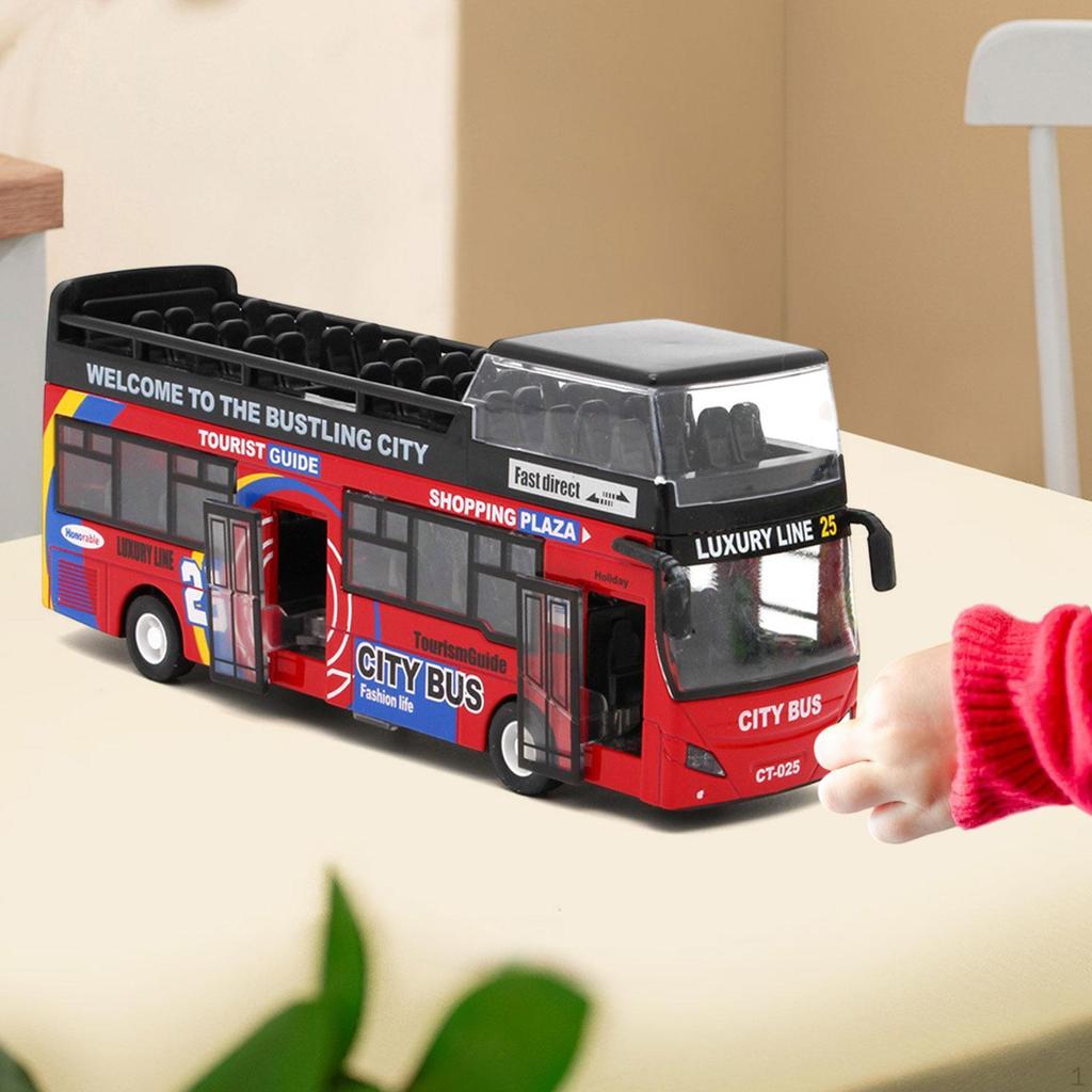 Doppeldeckerbus Spielzeug Stadt Türen öffnen Sammlerstücke Simulationsfahrzeug mit Lichtern und Geräuschen