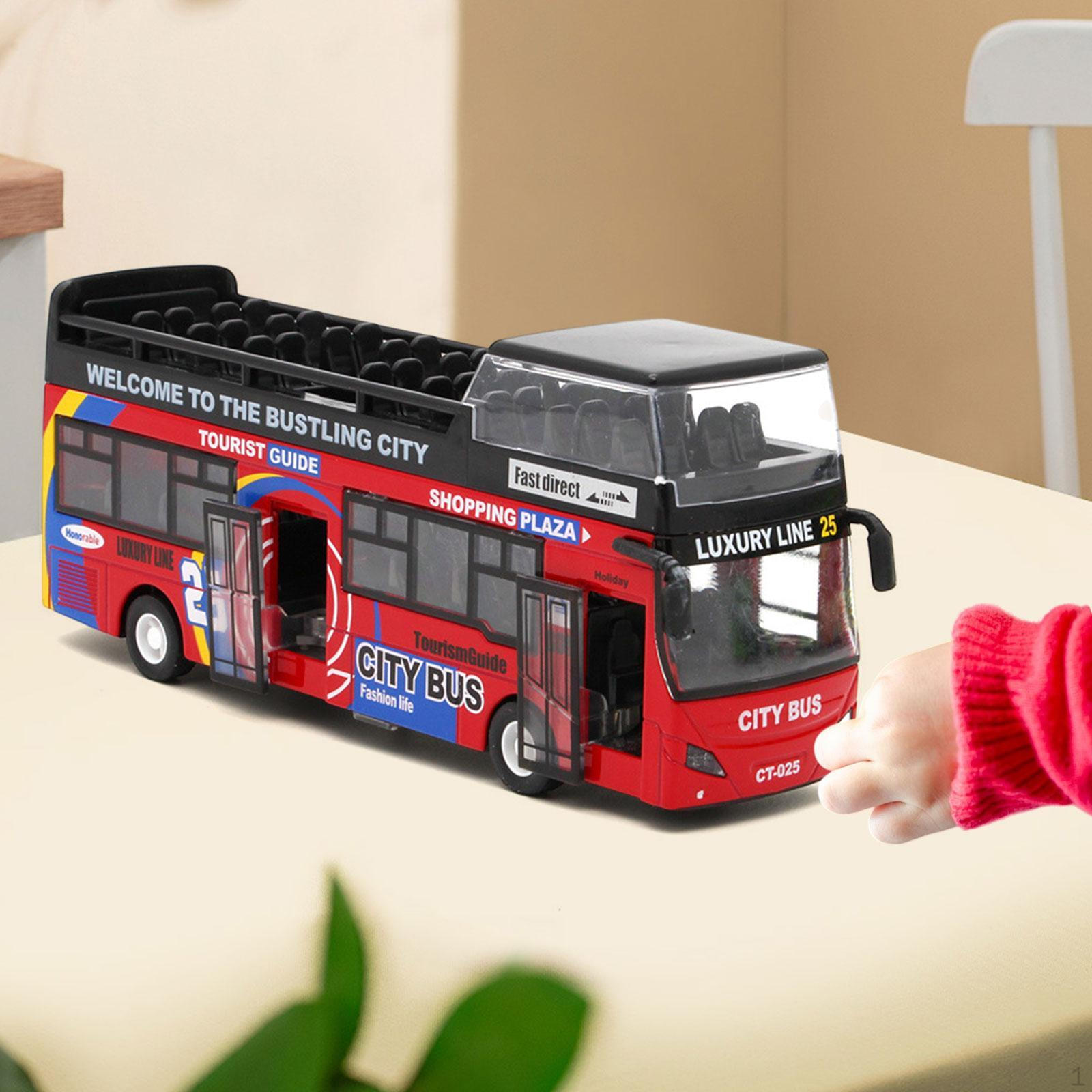 

Двухэтажный автобус игрушечный городской игрушечный городок двери открываются коллекционные модели транспортных средств со светом и звуком красный