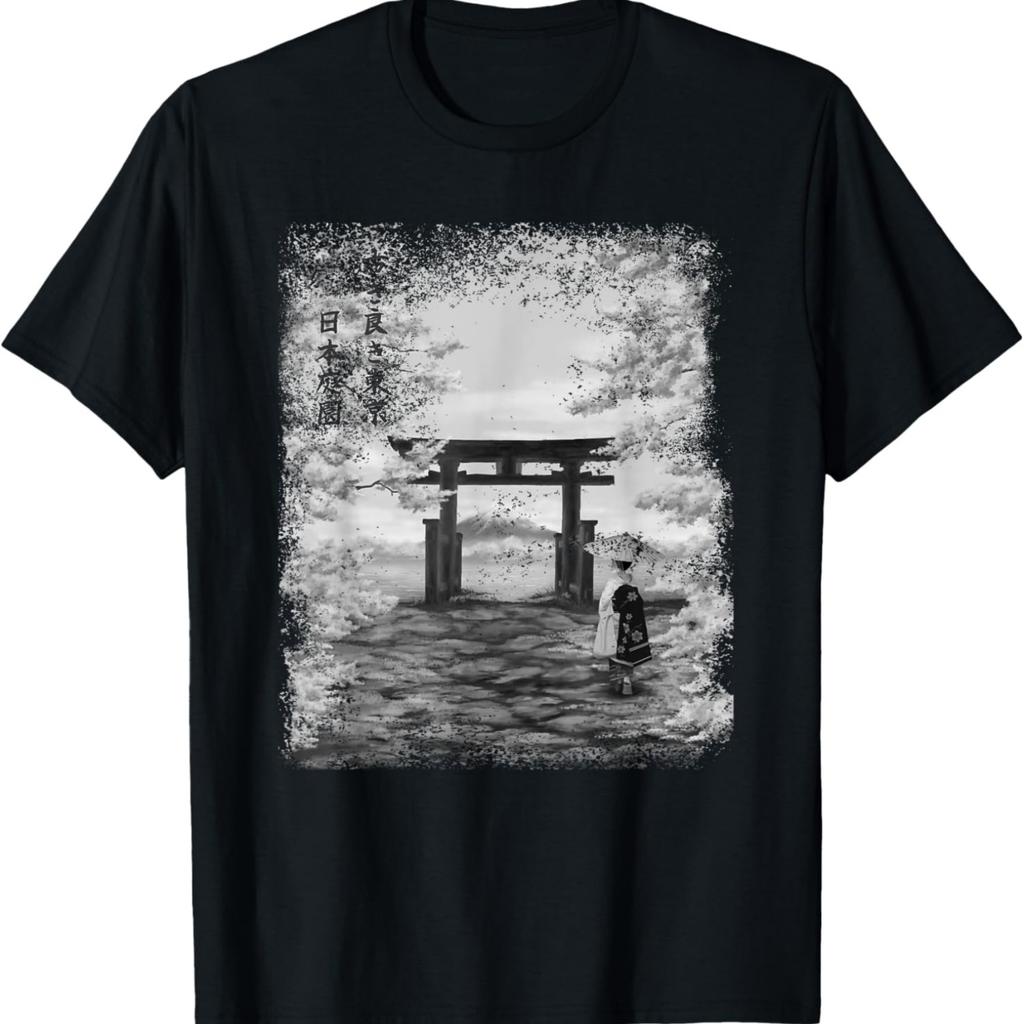 KAWAII GEISHA WITH CHERRY BLOSSOM T-Shirt(1)