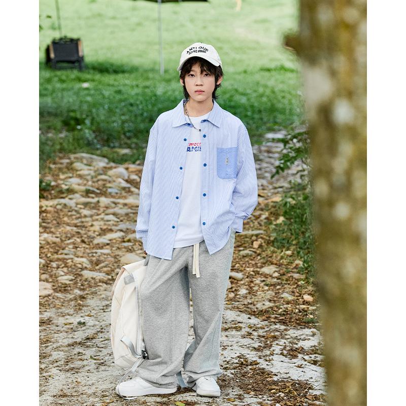 2025 Autumn Classic Color Block Pure Cotton Loose Fit Boys' Shirt