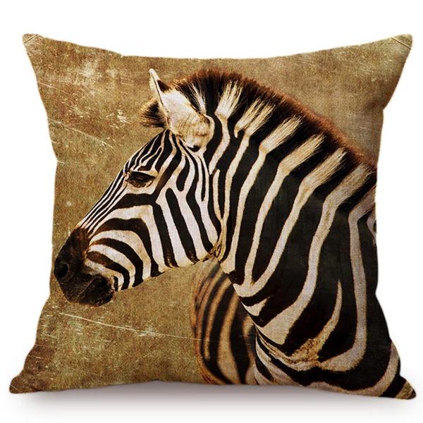 

Чехол на подушку с изображением зебры, наволочка в красочную полоску, Африканская акварельная живопись, наволочки с изображением животных, украшение для дивана для спальни 45x45cm