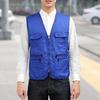 Work Clothes Vest Multi-pocket Solid Color Casual Sleeveless Zipper Working Clothing V Neck Plus Size Volunteer Vest for Fishing