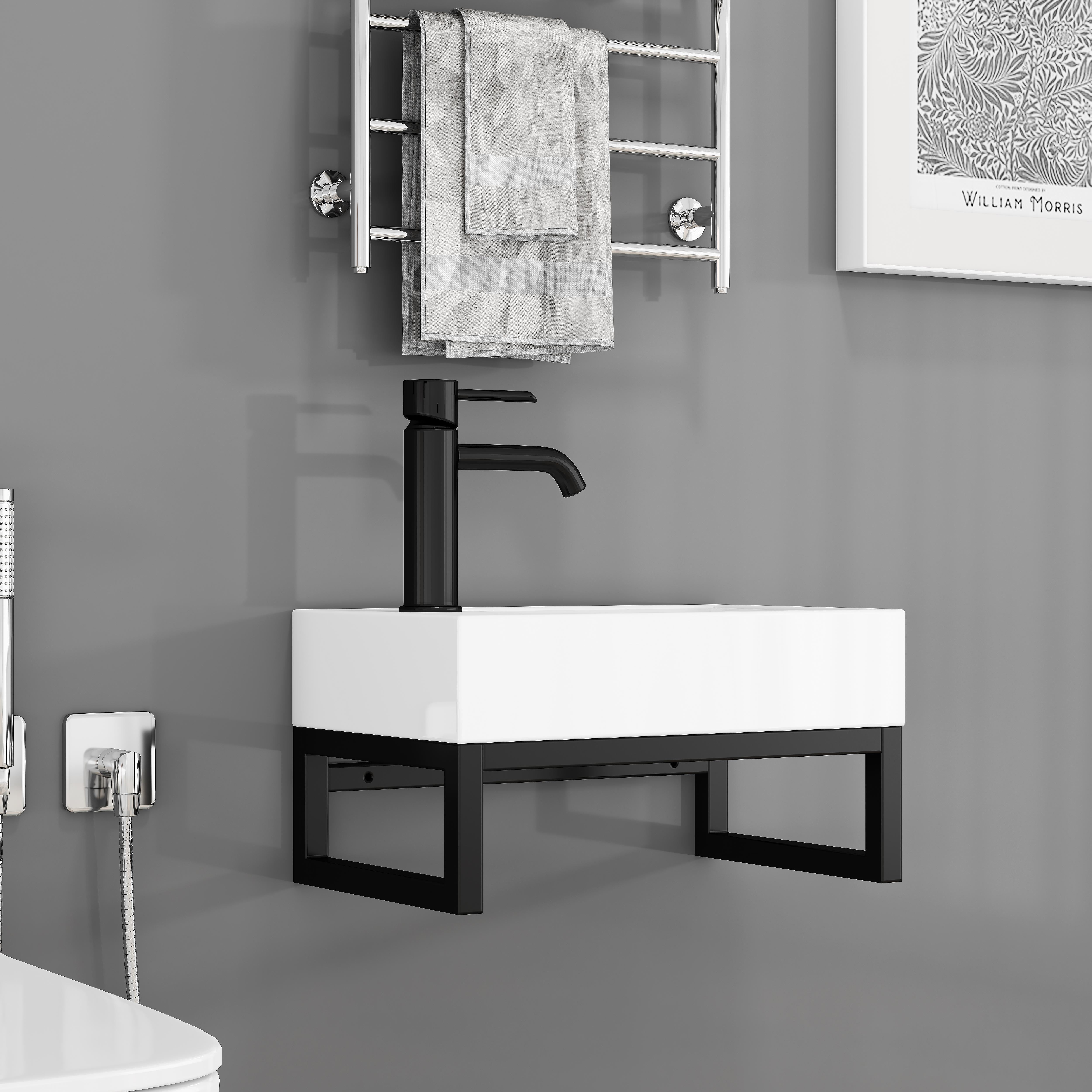 Assembly-Free Washbasin Mini, Square Matte White