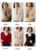 Women's U-neck Slim Fit Cashmere Sweater - Ribbed, Solid Color, Elegant & Versatile Wool Base Layer.