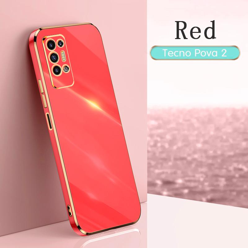 For Tecno Pova 2 Case Silicone TPU Back Cover Tecno Pova2 Plating Soft Case