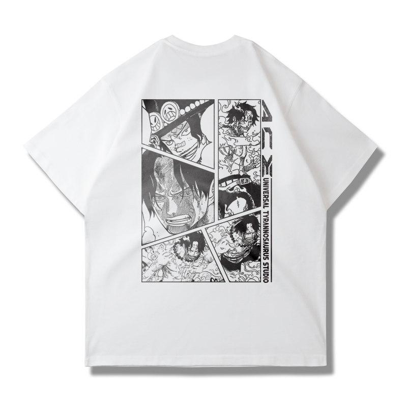 One Piece Grafisch T-shirt Luffy ACE Anime Tee Heren 2026 Zomer Mode Oversized Straat Casual Y2K Tops Streetwear Kleding