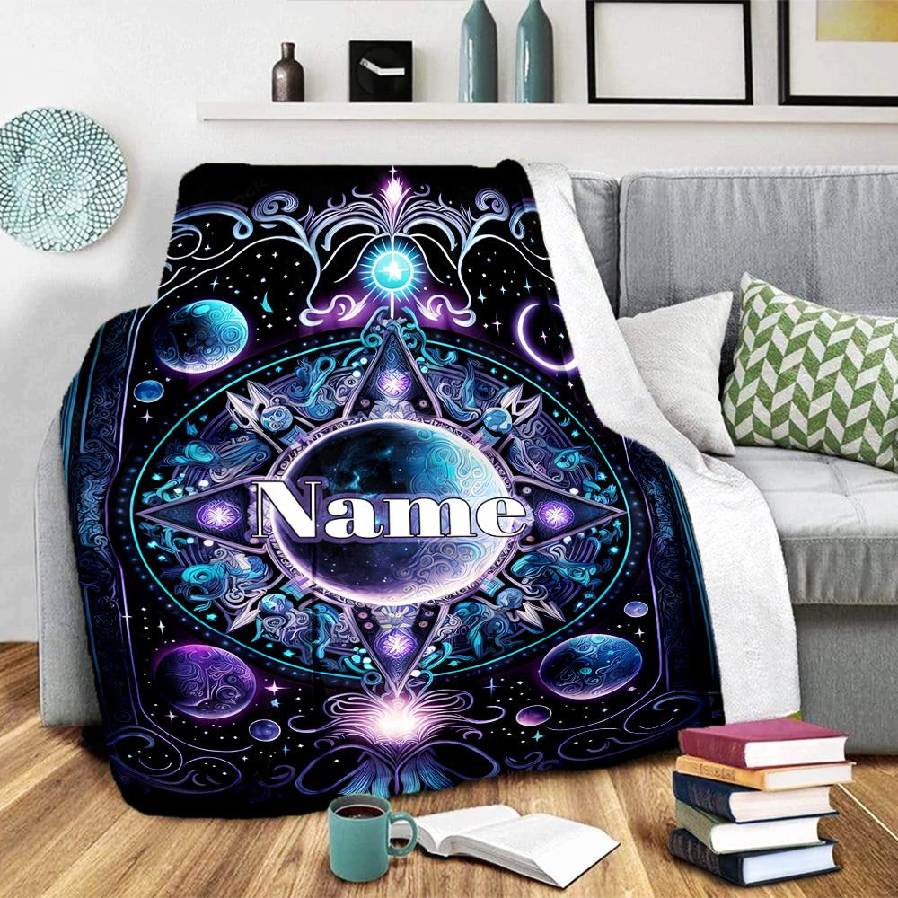 Home Customize Your Name Blankets Celestial Mandala Design Soft Comfortable Lightweight All Season Blanket For Picnics Couches Offices Beds Living