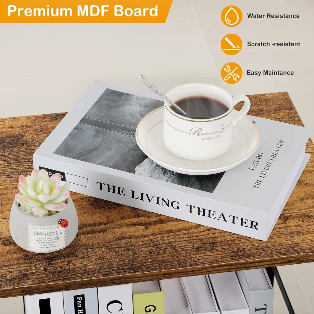 3-Tier Metal Record Player Stand - Holds 90 Vinyl Albums, Turntable Shelf for Living Room/Bedroom/Office, Brown