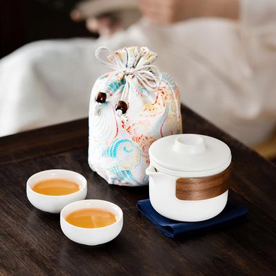 Retro Portable Storage Gift Bag New Chinese Coarse Pottery Words and Teapot Business Simple Express Cup Commemorative Small Gift