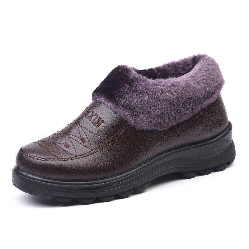 

Winter mother cotton shoes middle-aged and elderly short boots non-slip elderly elderly grandmother snow boots velvet warm women s leather cotton boot 41