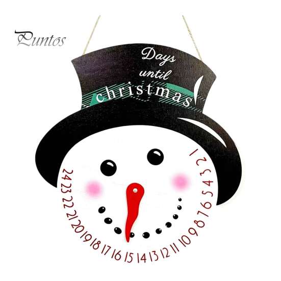 Christmas Atmosphere Ornament Countdown Calendar, Reusable Days Until Door Hanging Sign, Home Indoor Xmas Vintage Round Wreath Hanger for Holiday Wall