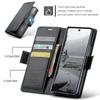 For Samsung Galaxy Z Fold7 5G Case CASEME 023 Series RFID Blocking Leather Wallet Stand Phone Cover Black