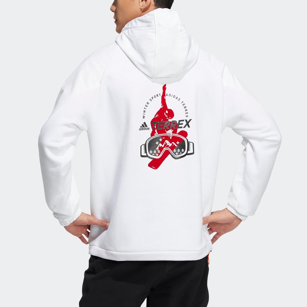 Adidas Logo Graphic Print Hoodie Unisex Tops White IC8172