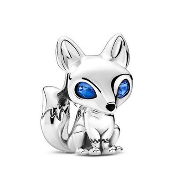 

Подходит для оригинального модного браслета-подвески из стерлингового серебра 925 пробы, голубоглазая лиса, коала, лев, альпака, очаровательные бусины в виде животных, изготовление ювелирных изделий своими руками 10mm