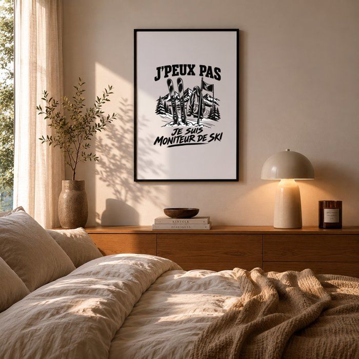Poster J’peux pas je suis Moniteur de ski J'peux pas minimaliste | Affiche Papier Photo 310 g Finition Perlée Format Taille A3